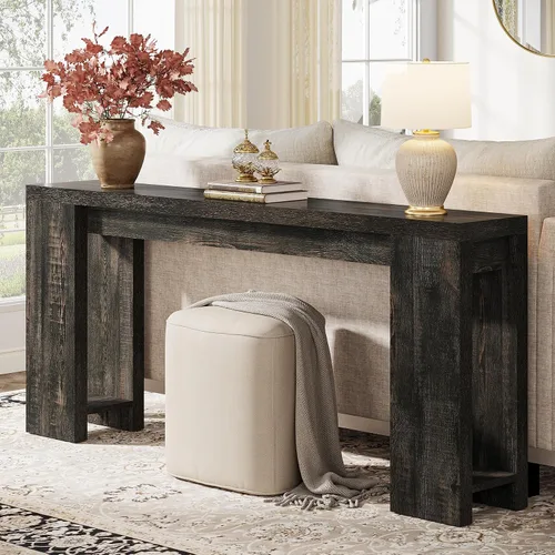 Vista 3 de Tribesigns Mesa Consola Extra Larga de 70.9 Pulgadas, Mesa de Sofá de Madera Estilo Granja Detrás del Sofá, Mesa de Acento Estrecha para Entrada