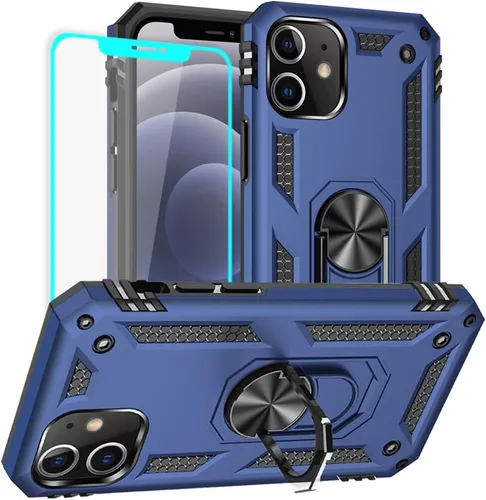 Vista 26 de Yiakeng Funda para iPhone 12 Mini: Funda para iPhone 12 Mini con protector de pantalla HD, fundas protectoras de grado militar con anillo para Verde