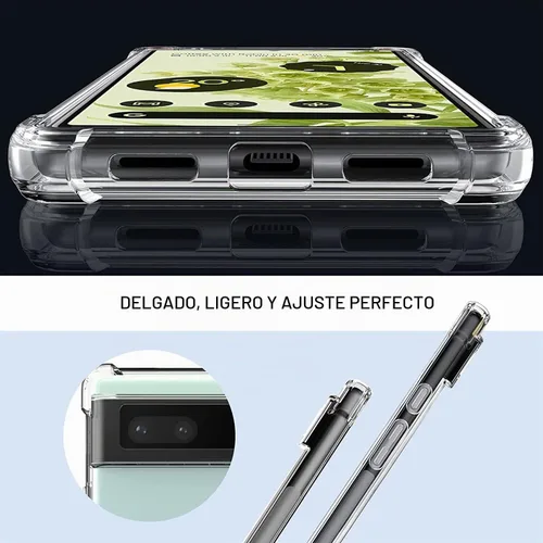 Vista 5 de KIOMY Funda para Google Pixel 6a, diseño híbrido con amortiguación de choques, cubierta protectora, parte trasera de PC rígida + bisel elevado
