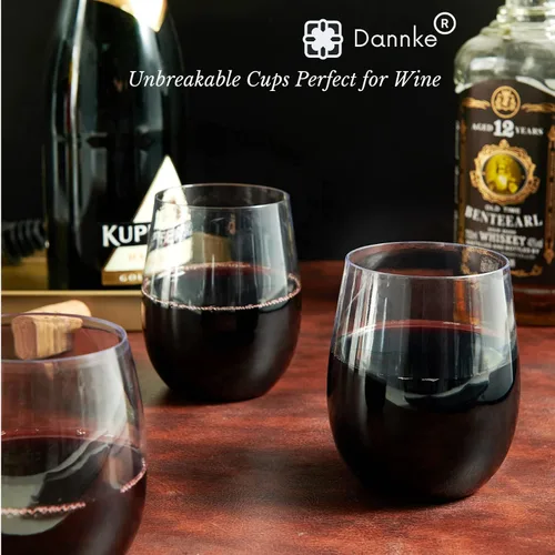 Vista 5 de 48 copas de vino de plástico sin tallo, vasos de fiesta desechables transparentes de 12 onzas para fiestas, vasos de vino