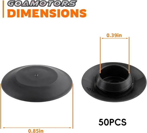 Vista 4 de GoaMotors 50 tapones de chapa empotrados de 1/2 0.5 pulgadas, cuerpo de plástico negro y tapón de agujero de chapa, tapones de botón con cabezales