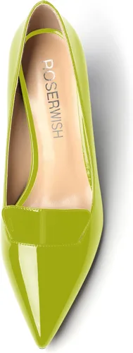 Vista 3 de ROSERWISH Zapatos de vestir para mujer, con puntera puntiaguda, elegantes y sexy, para fiesta, tacón alto, gruesos, de 2.5 pulgadas