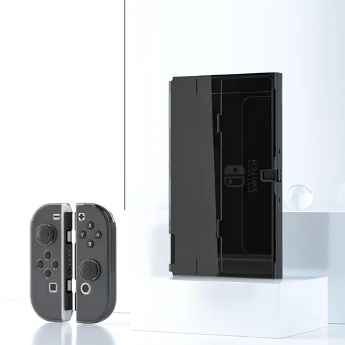 Vista 7 de Versión mejorada Funda transparente acoplable para Nintendo Switch OLED 2021, funda protectora FANPL para Switch OLED y controlador Joy Con, fuerte