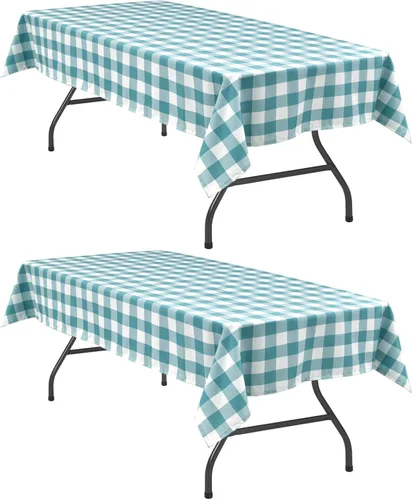 Vista 47 de Hiasan - Mantel cuadrado a cuadros, 30 x 30 pulgadas, tela impermeable y resistente a las arrugas para picnic, cena y fiesta, tela de poliéster