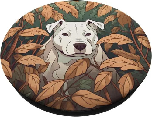 Vista 2 de Dogo Argentino Dog Mom Dad Plant Lover Hiding in Leaves PopSockets Swappable PopGrip