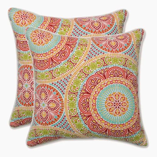 Vista 27 de Pillow Perfect Almohada decorativa floral para interiores y exteriores, relleno de felpa, resistente a la intemperie y a la decoloración, lumbar