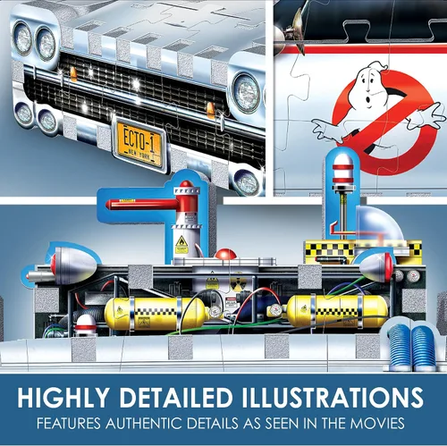 Vista 6 de Wrebbit3D Ghostbusters - Rompecabezas 3D modelo de Ecto 1 280 piezas de rompecabezas Construye el icónico ectomóvil de coche y los fantasmas