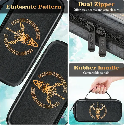 Vista 6 de MoKo Funda de transporte para Nintendo Switch OLEDNintendo Switch, funda rígida de transporte de viaje con 10 ranuras para juegos, funda para Switch