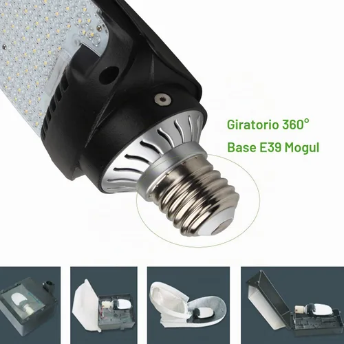 Vista 5 de Lámpara LED Shoebox Retrofit, 75/95/115W seleccionable, 5000K, base