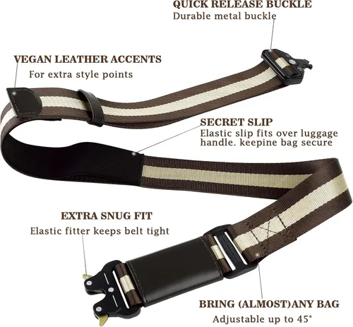 Vista 4 de Cinturón de viaje para correas de equipaje sobre el asa, elegante y ajustable correa de equipaje para bolsa de transporte, correas de equipaje