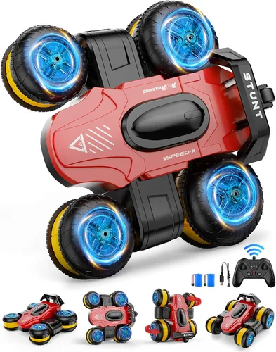 Vista 8 de Juguete de coche de acrobacias a control remoto - Drift de alta velocidad 360° voltea 4WD vehículo todoterreno giratorio para niños y niñas, regalos