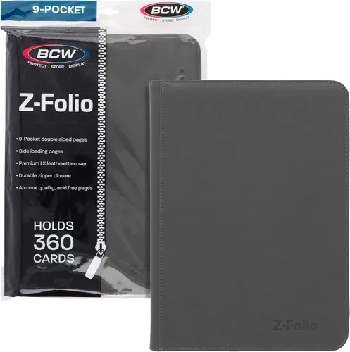 Vista 8 de BCW Z-Folio - Álbum LX de 9 bolsillos - Negro Organizador de tarjetas con cremallera segura Carpeta de colección de tarjetas de cuero sintético