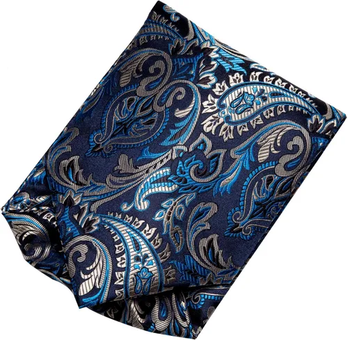 Vista 5 de Dubulle Paisley Cravat Ascot - Juego de gemelos cuadrados de bolsillo para hombre