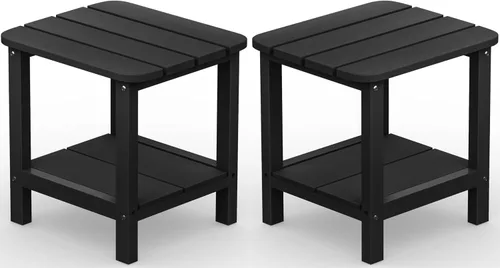 Vista 34 de SERWALL Mesa auxiliar Double Adirondack, Mesa auxiliar de forma rectangular, Negra