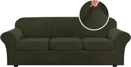Vista 13 de H.VERSAILTEX - Funda elástica para sofá de 2 piezas, funda protectora de terciopelo, suave, con parte inferior elástica, con un ancho de hasta 49
