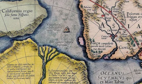 Vista 9 de Mercators 1595 - Póster artístico de pared con diseño de mapa de la tierra plana de las regiones del polo norte Septentrionalium Terrarum, póster