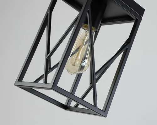 Vista 5 de Lámpara colgante moderna negra con jaula de metal, varillas ajustables de una sola luz, mini lámpara colgante industrial para cocina, isla, Negro