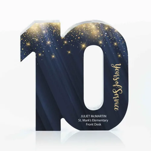 Vista 17 de Baudville Trofeo acrílico a todo color – 3 años de servicio al empleado – Transparente – Premio para empleados – Impresión personalizada de hasta