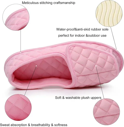 Vista 41 de Git-up -Pantuflas para mujer con diabetes/artritis/edema, cierre ajustable, espuma viscoelástica, punta abierta, extra ancha