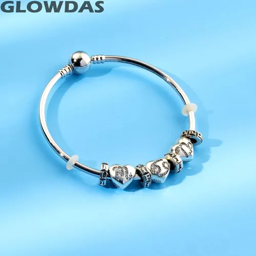 Vista 4 de Dijes espaciadores de letras de la A a la Z, plata de ley 925 antigua con 26 cuentas de goma del alfabeto, se adapta a pulseras europeas, regalos