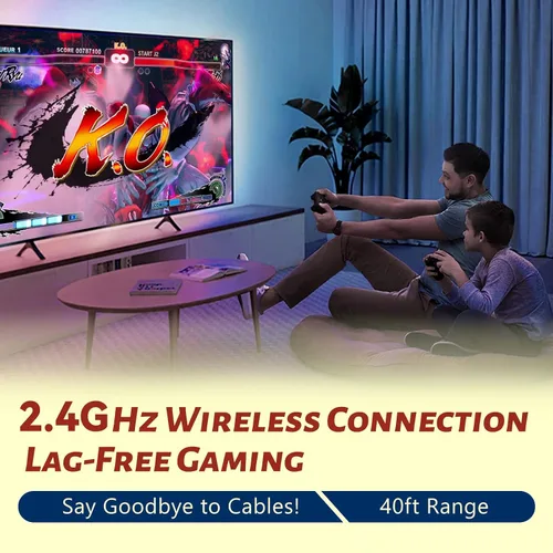 Vista 4 de HRYYDS 2025 Retro Gaming Console Pro 4K HDMI with 40,000+ Built-in Classic Video Games - Plug & Play Game Stick for TV with 2 Wireless Controllers