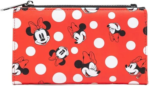 Vista 2 de Loungefly Cartera de Disney Minnie Mouse con lunares rojos con cremallera para mujer, Rojo -, Cartera con cremallera