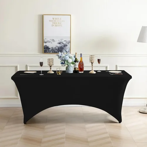 Vista 6 de Eurmax USA - Manteles rectangulares ajustables de elastano de 4 pies, mantel elástico para bodas, eventos o para decorar la mesa del patio