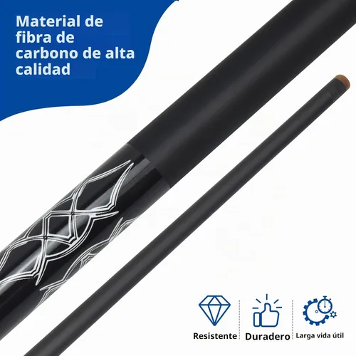Vista 3 de Tacos de billar profesionales duraderos de carbono de 58 pulgadas para cabeza pequeña, accesorios de billar (negro)