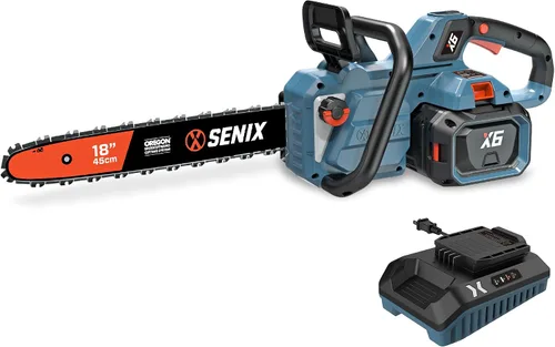Vista 11 de SENIX Motosierra eléctrica de 40 V y 14 pulgadas, motosierra inalámbrica a batería, motosierra sin escobillas, incluye baterías de 2 x 4 Ah