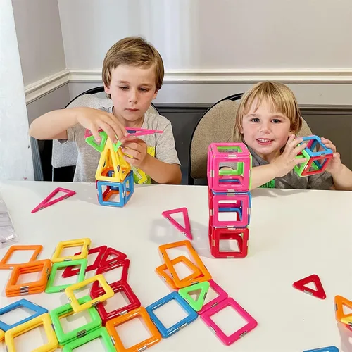 Vista 3 de Coodoo Bloques Magnéticos Mejorados Tough Tiles Juguetes STEM para Niños y Niñas de 3+ Años Aprendizaje Jugando para Niños Pequeños, Compatible