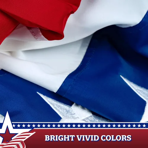 Vista 4 de G128 Paquete de 5: bandera plisada de Estados Unidos, 3 x 6 pies, banderas decorativas bordadas con estrellas patrióticas y rayas cosidas, ojales