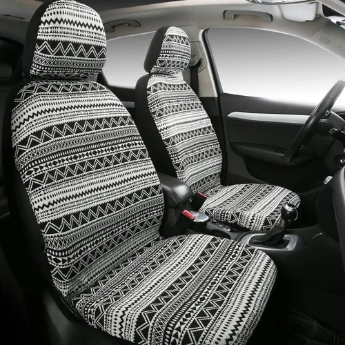 Vista 17 de Baja Saddle Blanket - Fundas de asiento de automóvil, 4 piezas delanteras, transpirables y lavables, tejido a rayas, funda de asiento universal