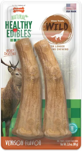 Vista 10 de Huesos comestibles para masticar, para perros de tamaño grande de hasta 50 lb, sabores silvestres, marca Nylabone, Bisonte, Total 1