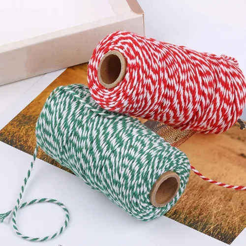 Vista 4 de UNIQUEED - Cuerda de algodón de Navidad, cuerda de algodón de 328 pies, cordel de regalo de Navidad para envolver regalos (rojo y verde) 1