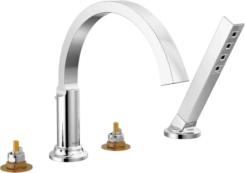 Vista 7 de Delta Tetra - Grifo de bañera romana con ducha de mano, grifo de bañera dorado cepillado, bronce champán T4788-CZ-PR-LHP