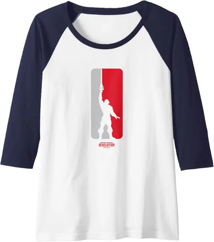 Vista 4 de MOTU - Camiseta de béisbol raglán con logotipo de silueta He-Man, Negro