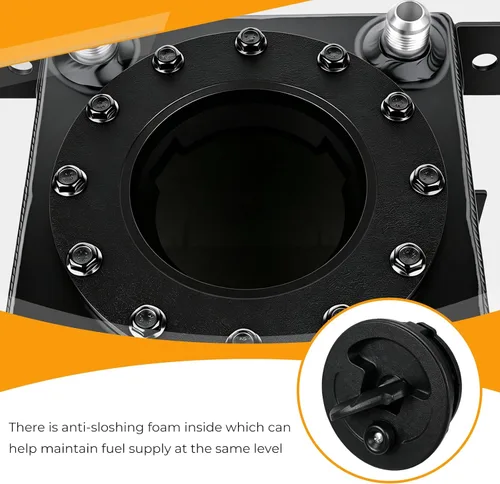 Vista 4 de Tanque universal de celda de combustible de 1 galón 4L con tapa y remitente de nivel de aluminio pulido negro