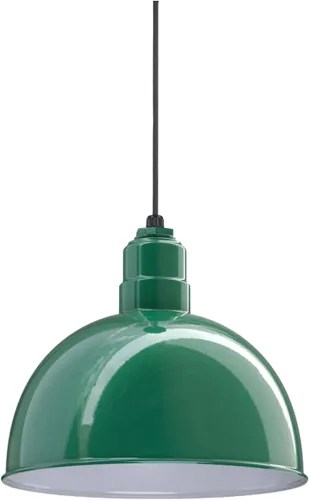 Vista 71 de Steel Lighting Co. Colgante de cuenco rosa Lámpara montada en el techo Cúpula de 15 pulgadas vástago de 12 pulgadas Estilo granero de acero