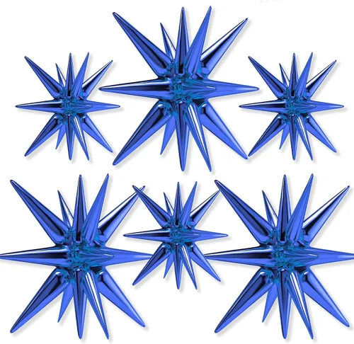 Vista 38 de Globos de papel de aluminio con forma de estrella negra de PartyWoo, 2 piezas de 42 pulgadas, grandes, con puntas explosivas, de Mylar