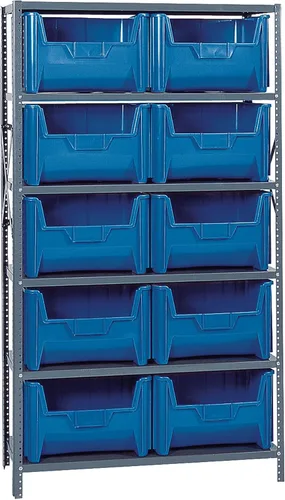 Vista 257 de Quantum QSBU-245BK Heavy Duty Shelving Unit with (7) Shelves and (24) QUS245 Black Bins for Garage Warehouse Storage Distribution 400 lb Load