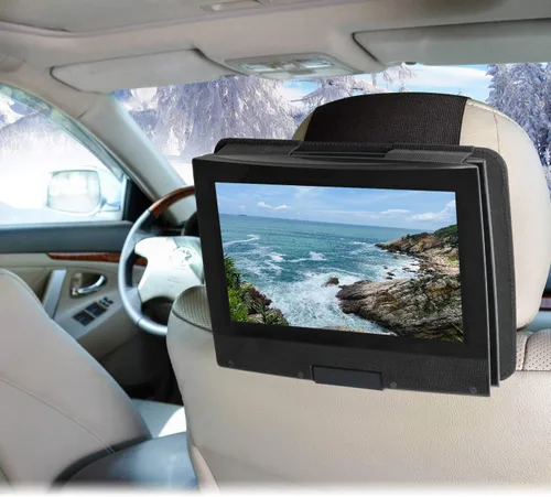 Vista 2 de Qenker - Soporte para reposacabezas para reproductor de DVD, portátil, para montaje en reposacabezas del asiento trasero del coche, para reproductor