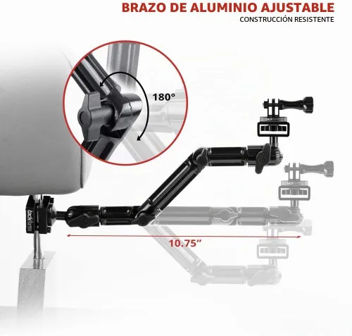 Vista 4 de Tackform Soporte para reposacabezas para GoPro y otras cámaras de acción, 10.75 pulgadas