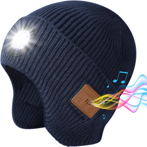 Vista 16 de Bluetooth Beanie with Light, HD Stereo Sound and Built-in Super Bright LED, Cool Gadgets Unique Tech Gifts for Men
