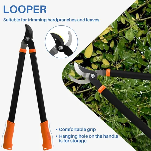 Vista 4 de ECOOPTS Juego de herramientas de jardín de 3 piezas con podadora, tijeras de setos y podadora de derivación, kit de cuidado de árboles y arbustos