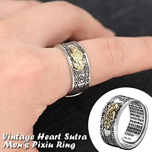 Vista 2 de GANGJI Feng Shui Pixiu Mani - Anillo de mantra con protección budista, anillo ajustable con salud, regalo de amor de la suerte para la familia