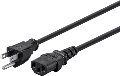 Vista 10 de Monoprice Cable de alimentación NEMA 5-15P a IEC 60320 C13, 18AWG, 10A/1250W, 125V, 3 clavijas, 1 pie, negro, paquete de 6