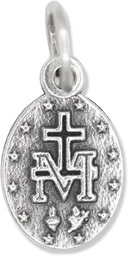 Vista 7 de Paquete de 5 medallas milagrosas para pulsera o collar de 12 pulgadas, plata oxidada pequeñas medallas milagrosas para hacer joyas católicas