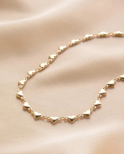 Vista 2 de DAZLIME Collares de corazón de oro mate de 14 quilates para mujer, gargantilla delicada para niñas, gargantilla de plata delicada con cadena