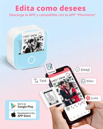 Vista 9 de Ponek Mini impresora de etiquetas adhesivas - T02 máquina para hacer Azul