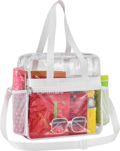 Vista 24 de Paxiland Clear Bag for Stadium Events, 12x6x12 inches Tote Bag with Detachable Reinforced Strap for Sports Concert and Work